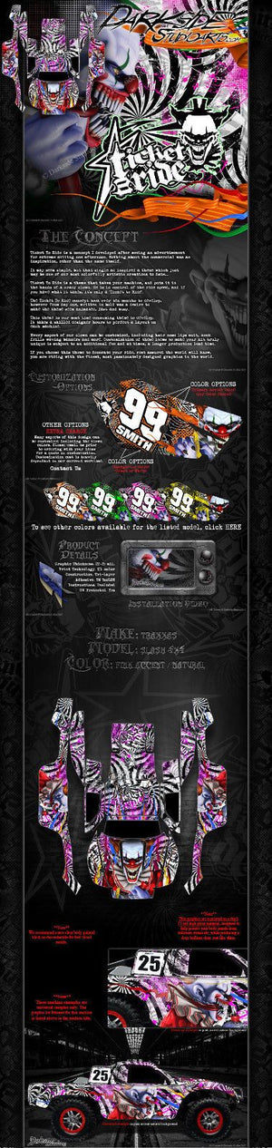 'Ticket To Ride' Graphics Skin Decal Kit Fits Traxxas Slash 4X4 Oem Lexan Body # Tra6811 - Darkside Studio Arts LLC.
