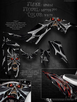 Graphics Kit For Yamaha 2006-2012 Raptor 700 "The Demons Within" Designed For White Fender Parts - Darkside Studio Arts LLC.