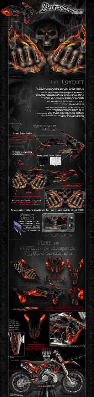 "Hell Ride" Graphics Decals Fits Ktm 2011-2016 Sx Sxf 250 300 450 525 - Darkside Studio Arts LLC.