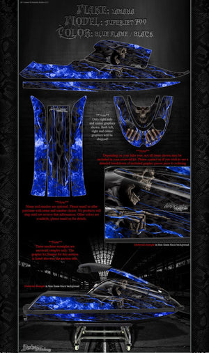 Graphics Kit For Yamaha Superjet 700 2002-2019 Jetski Watercraft Decals Wrap   'Hell Ride' - Darkside Studio Arts LLC.