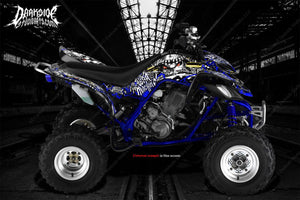 Graphics Kit For Yamaha Raptor 660  Wrap Decal  "War Machine" Fits Oem Parts Blue - Darkside Studio Arts LLC.