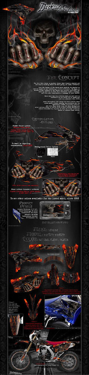 Graphics Kit For Yamaha 2007-2017 Wr250F Wr450F "Hell Ride"  Wrap Fits Oem Plastics - Darkside Studio Arts LLC.