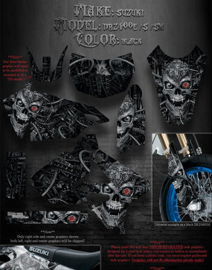 Graphics Kit For Suzuki 2000-2024 Drz400  Decals Kit "Machinehead" Drz400Sm Parts Black - Darkside Studio Arts LLC.