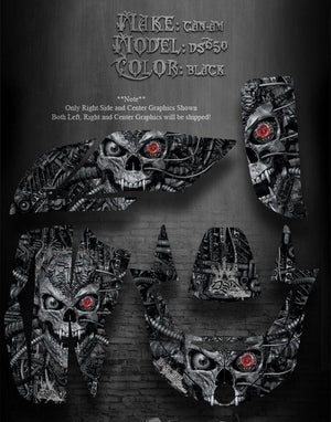 Graphics Kit For Can-Am Ds650 2000-2010 Atv  "Machinehead" Black Model Skull - Darkside Studio Arts LLC.