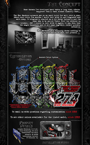 Graphics Kit For Yamaha 2006-2012 Raptor 700  Wrap Decal  "War Machine" For Oem Parts - Darkside Studio Arts LLC.