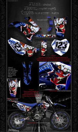 Graphics Kit For Yamaha 2000-2014 Ttr110 Ttr125 "Stiff Upper Lip" Crazy Clown Decal  Wrap - Darkside Studio Arts LLC.