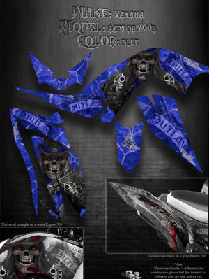 Graphics Kit For Yamaha Raptor 700  "The Outlaw" Decals Wrap Blue 2006-2012 700R - Darkside Studio Arts LLC.