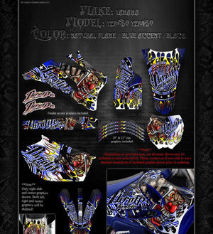 GRAPHICS KIT FOR YAMAHA 1998-2006 YZF250 YZF450 DECAL WRAP "THROTTLE JUNKIE"  SET - Darkside Studio Arts LLC.