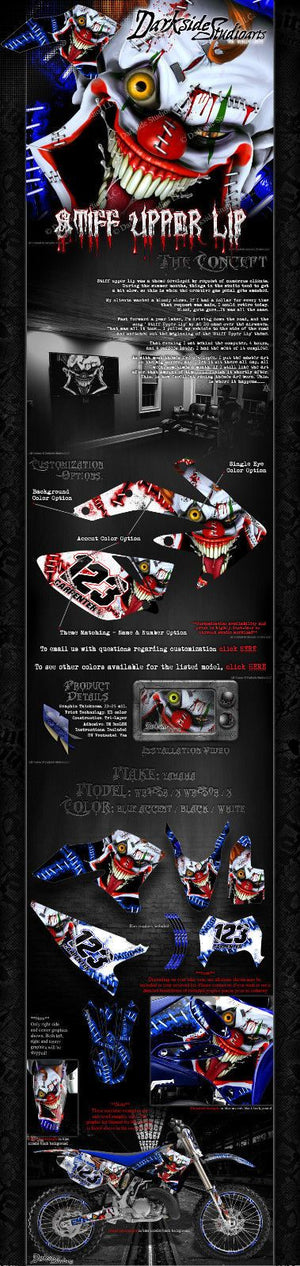 Graphics Kit For Yamaha 2008-2016 Wr125R /X Wr250 /X "Stiff Upper Lip" Clown Decals  Wrap - Darkside Studio Arts LLC.