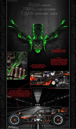 'Hell Ride' Themed Graphics Skin Wrap Fits Kraken Hpi Baja 5B / 5T Chassis Sx5 Sidewinder Body # Tr623A - Darkside Studio Arts LLC.