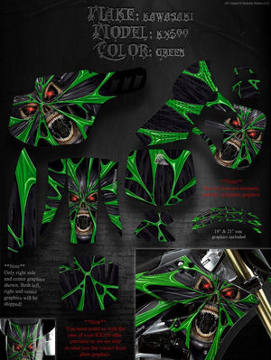 Graphics Kit For Kawasaki Kx500 All Years  Decals  For Oem Parts "The Demons Within" - Darkside Studio Arts LLC.
