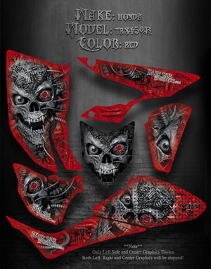 Graphics For Honda All Years Trx450R 450R Atv  "Machinehead" Red Model Skull - Darkside Studio Arts LLC.