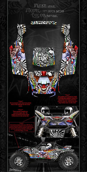 'Ticket To Ride' Graphics Decal Skin Kit Fits Axial Yeti 1/10 Scale Body # Ax31140 - Darkside Studio Arts LLC.