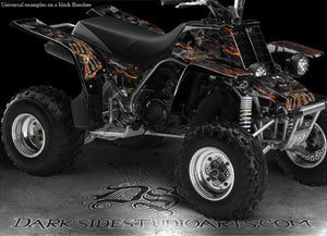 Graphics Kit For Yamaha Banshee  Decals  "Hell Ride" Natural / White For Oem Plastics - Darkside Studio Arts LLC.