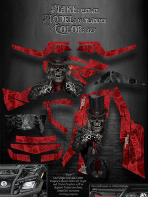 Graphics Kit For Can-Am Outlander '06-11 500 650   "The Outlaw" Red Model Parts Fender - Darkside Studio Arts LLC.