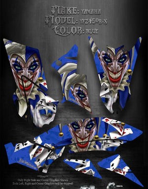 Graphics Kit For Yamaha Yfz450R Yfz450X 2009-2013  Decals  "The Jesters Grin" Blue - Darkside Studio Arts LLC.
