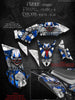 Graphics Kit For Yamaha 2009-2013 Yfz450X Yfz450R "The Freak Show" White & Blue Decals | Darkside Studio Arts LLC.