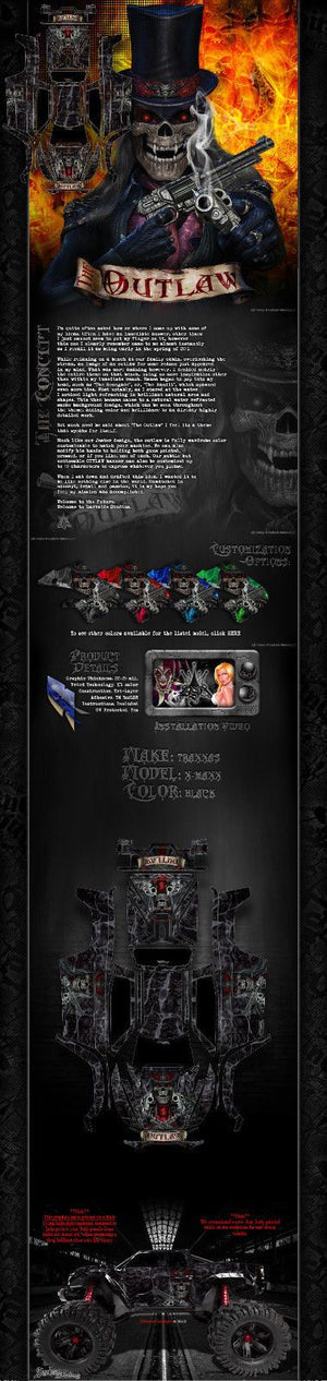 'The Outlaw' Graphics Wrap Fits Traxxas X-Maxx Proline Ford Raptor, Chevy Silverado, Brute Bash & Stock Body - Darkside Studio Arts LLC.