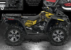 Graphics Kit For Can-Am Outlander Max 2006-2012 Decals   "The Outlaw" Skulls Yellow - Darkside Studio Arts LLC.