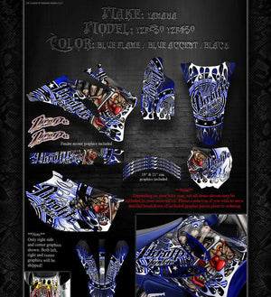 GRAPHICS KIT FOR YAMAHA 1998-2006 YZF250 YZF450 DECAL WRAP  "THROTTLE JUNKIE" - Darkside Studio Arts LLC.