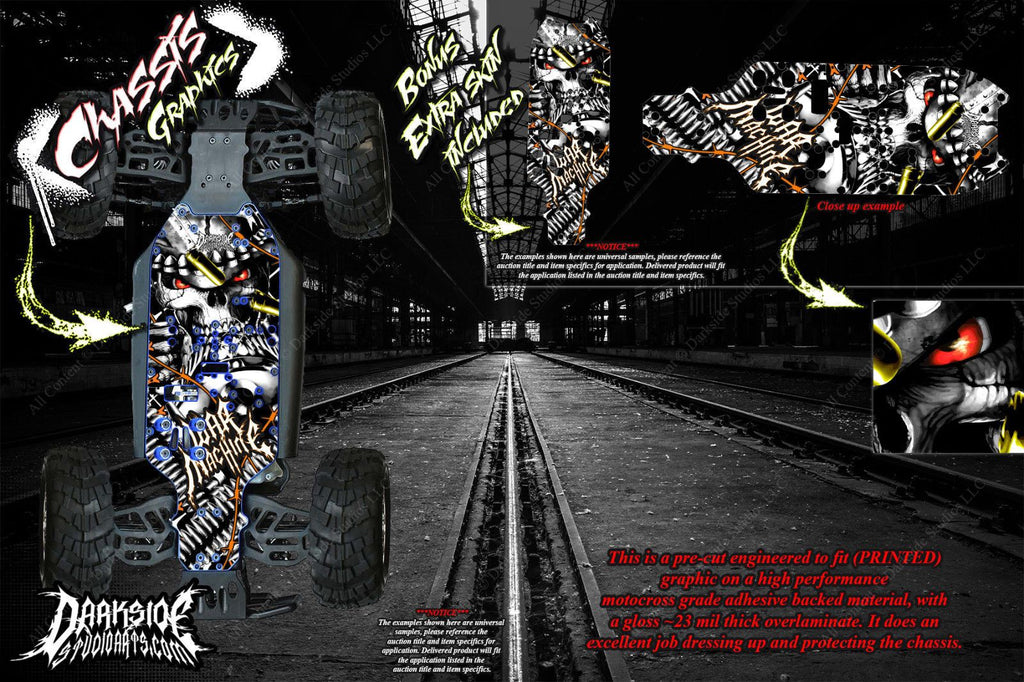 'War Machine' Chassis Hop Up Decals Fits Redcat Volcano Vortex Tornado #06056 | Darkside Studio Arts LLC.