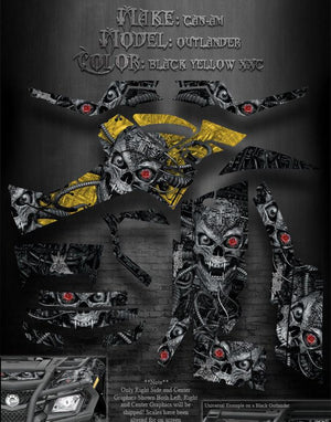 Graphics Kit For Can-Am Outlander '06-'11 500 650 800R   "Machinehead" Xxc Colors - Darkside Studio Arts LLC.