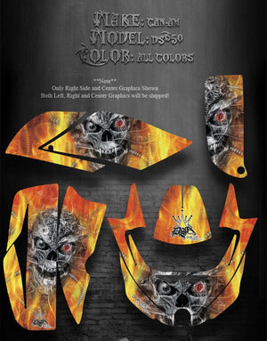 Graphics Kit For Can-Am Ds650 Atv  "Machinehead" Fire Edition Reaper Skull - Darkside Studio Arts LLC.