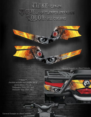 Graphics Kit For Can-Am '06-11 Outlander & '06-12 Max Fender  "Machinehead" Fire Edition - Darkside Studio Arts LLC.