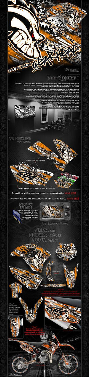 "Gear Head" Graphics Wrap Fits Ktm 2009-2015 Sx50 Sx65 Ktm65 Ktm50 65Sx 50Sx - Darkside Studio Arts LLC.