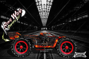 'Hell Ride' Flame And Reaper Themed Graphics Kit Fits Arrma Kraton Body # Ar406050 - Darkside Studio Arts LLC.