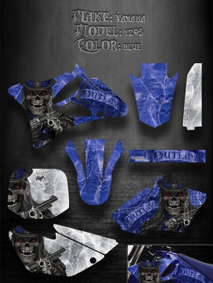 Graphics Kit For Yamaha 2002-2013 Yz85 2-Stroke Decals  "The Outlaw" For Blue Plastics - Darkside Studio Arts LLC.
