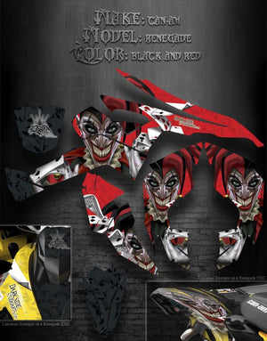 Graphics Kit For Can-Am Renegade 2005 Black And Red Colors  "The Jesters Grin"  Joker - Darkside Studio Arts LLC.
