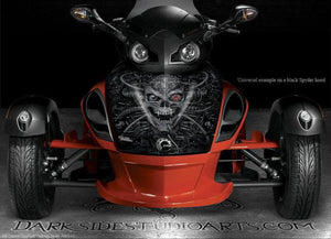 Graphics Kit For Red Can-Am Spyder  Hood Wrap  Parts "Machinehead" Body Stickers - Darkside Studio Arts LLC.