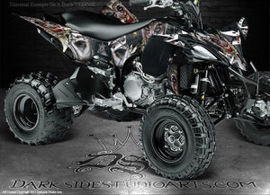 Graphics Kit For Yamaha Yfz450R Yfz450X 2009-2013  Decals  "The Jesters Grin" Blue - Darkside Studio Arts LLC.