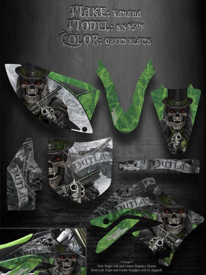 Graphics Kit For Kawasaki 2009-2011 Kxf450 Kx450F  "The Outlaw" For Green Black Plastics - Darkside Studio Arts LLC.