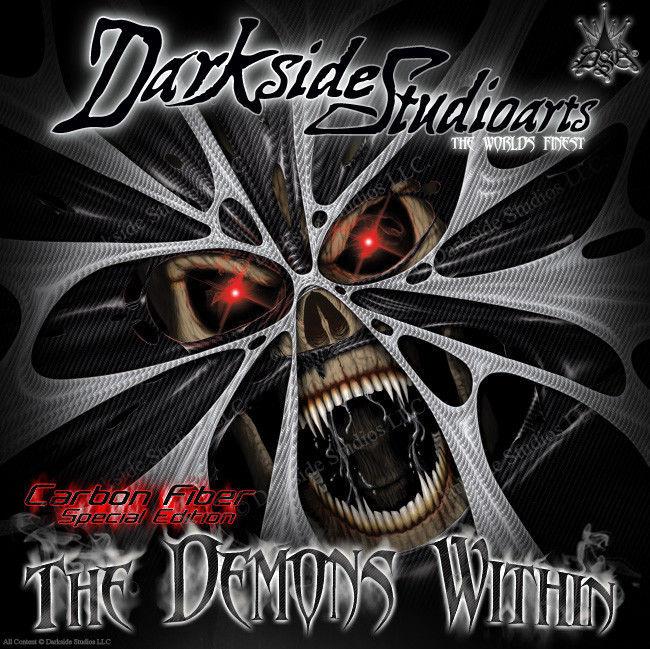 Graphics Kit For Yamaha Raptor 700 2013-2023 "The Demons Within" Carbon Fiber Edition | Darkside Studio Arts LLC.