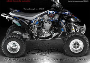 Graphics Kit For Yamaha 2009-2013 Yfz450X Yfz450R "The Freak Show" White & Blue  Decals - Darkside Studio Arts LLC.