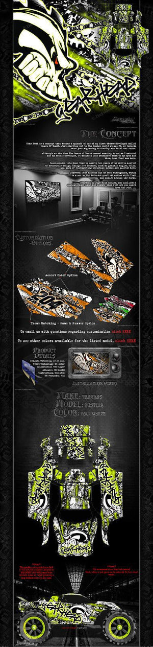 'Gear Head' Graphics Wrap Skin Fits Traxxas Rustler Lexan Body Parts - Darkside Studio Arts LLC.