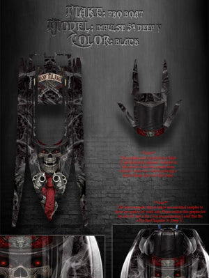 'The Outlaw' Themed Graphics Wrap Skin Fits Pro-Boat Impulse 31 Deep V Hulls - Darkside Studio Arts LLC.