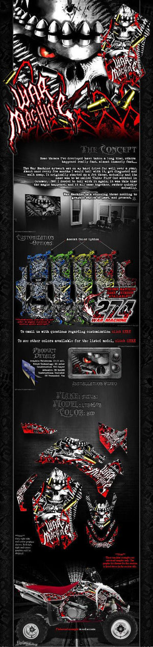 Graphics Kit For Suzuki Ltr450 Ltr450R  Wrap Decal Kit "War Machine" Fits Oem Parts Red - Darkside Studio Arts LLC.