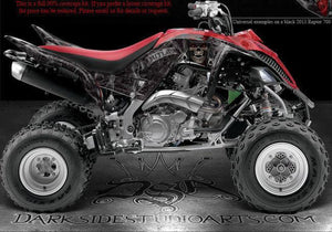 Graphics Kit For Yamaha 2013-2023 Raptor 700 "The Outlaw"  Decals  White Orange Edition - Darkside Studio Arts LLC.
