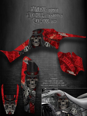 Graphics For Honda 1999-2004 Trx400 Trx400Ex  Decals  "The Outlaw" Skulls Red 03 - Darkside Studio Arts LLC.