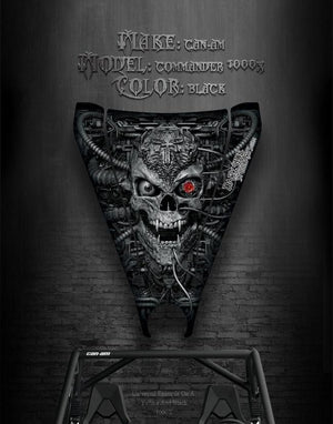 Graphics Kit For Can-Am Commander 1000X Hood  "Machinehead" Black Skull - Darkside Studio Arts LLC.