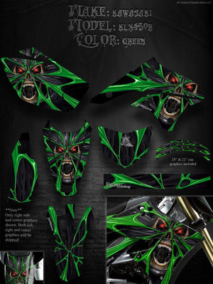 Graphics Kit For Kawasaki  For Oem Plastics Fits Klx450R 2008-2012 "The Demons Within" - Darkside Studio Arts LLC.