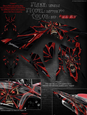 Graphics Kit For Yamaha Raptor 700 2013-2023 "The Demons Within"  Carbon Fiber Edition - Darkside Studio Arts LLC.