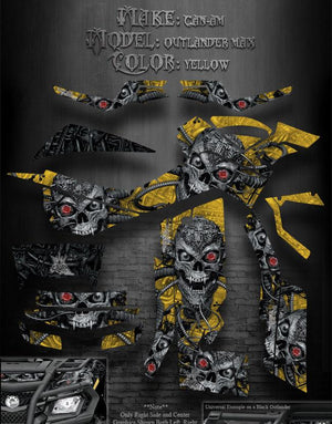 Graphics Kit For Can-Am Outlander Max '06-'11 Decals Wrap   "Machinehead" Skulls Ylw - Darkside Studio Arts LLC.