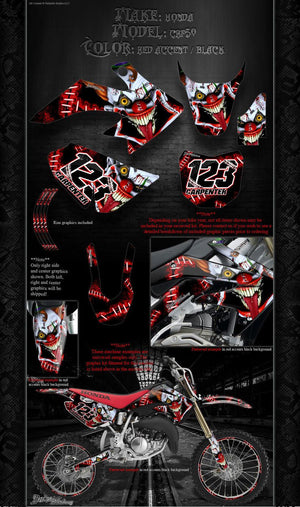 Graphics For Honda 2004-2022 Crf50 Pitbike  Decals "Stiff Upper Lip" Wrap Clowns - Darkside Studio Arts LLC.