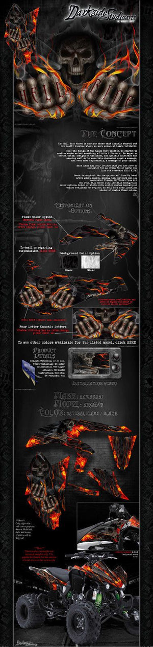 Graphics Kit For Kawasaki Kfx450R  Wrap Decal  "Hell Ride" Fits Oem Plastics / Parts - Darkside Studio Arts LLC.
