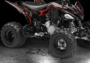 Graphics Kit For Yamaha Raptor 350  White Accented Decals Wrap  "The Demons Within" - Darkside Studio Arts LLC.