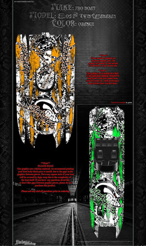 'Gear Head' Themed Graphics  Skin Decal Kit Fits Pro Boat Zelos 36 And Miss Geico - Darkside Studio Arts LLC.